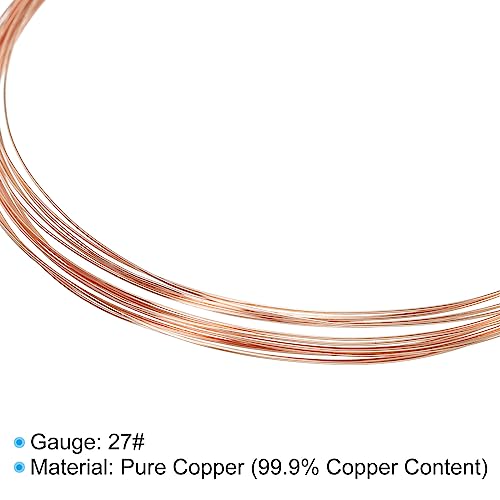 PATIKIL 16.4 Feet Solid Bare Copper Wire, 27 Gauge 99.9% Pure Copper Wire 0.4mm Soft Beading Wire Metal Plant Stem Ties for Jewelry Craft (5m) - size: 0.4mmx5m