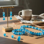DandS ltd Crackle Lampwork Glass Beads for Jewelry Making, Crystal Blue, Vibrant DIY Bracelets, Necklaces, Beading Supplies & Craft Kits for Handmade Jewelry, 80pcs 0.39 inch (10mm), #J225-10 - color: Crystal Blue