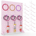 Peg Board Display Stand with 15 Hooks, Tabletop Metal Pegboard Shelf for Craft Shows & Fairs, Retail Stores, Vendors Arts and Crafts Finishing - 17x13Inch & Pink - color: Pink