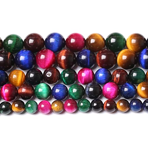 90pcs 4mm AAA Natural Colorful Tiger Eye Stone Beads Gemstone Round Spacer Loose Beads for Jewelry Making DIY Bracelet Necklace(Colorful Tiger Eye Stone, 4mm) - color: Colorful Tiger Eye Stone, size: 4mm