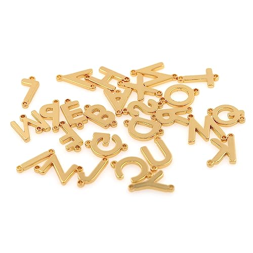 26pcs 18k Gold Filled Letter Charms,Initial Charms,Letter Pendants for DIY Bracelet Necklace Jewelry Making - color: letter style 1