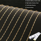 16Ft Stainless Steel Paperclip Chain for Jewelry Making, 2.5mm Width Gold Plated Paper Clip Link Chains Roll for DIY Necklace Bracelet Jewelry Making Supplies with Lobster Clasps Soft Tape Measure - color: Paperclip 2.5mm Gold with Soft Tape Measure