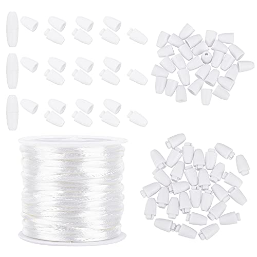 PH PandaHall 30 Set 24mm Plastic Break Away Safety Clasp Buckle with 10m Nylon Braided String Cords for Bracelets Necklaces DIY Jewelry Craft Making, White - color: White, size: 24mm