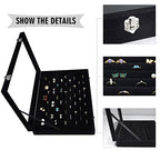 Siveit Rings Organizer Tray 10 Slots Velvet Ring Display Tray Insert Jewelry Earring Storage Box with Transparent Glass lid Can Hold 100 Rings Earrings Suitable for Girls and Women (Black) - color: Black