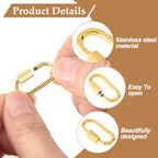 4 Pcs Locking Carabiner Small, Oval Jewelry Carabiner, Silver Carabiner Clasp, Metal Carabiner Necklace for DIY Necklace Bracelets Jewelry Making Hook (Gold, 2 Styles) - color: 4 Pcs-Gold, Style1, Style2