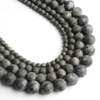 48pcs Natural Matte Black Larvikite Gemstone Beads，8mm Frosted Round Loose Stone Beads for Jewelry Making DIY Earring Bracelet Necklace Crafts - color: Black Larvikite, size: 8mm