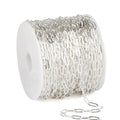 33 Feet Silver Paperclip Chains Roll, 2.5MM Silver Plated Brass Paperclip Oval Cable Link Chains Spool Bulk for Jewelry Making DIY Craft - color: 2.5mm silver paper clip chain