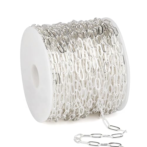33 Feet Silver Paperclip Chains Roll, 2.5MM Silver Plated Brass Paperclip Oval Cable Link Chains Spool Bulk for Jewelry Making DIY Craft - color: 2.5mm silver paper clip chain