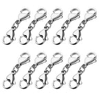 Grevosea 10 Pieces Double Lobster Clasp Extender, Stainless Steel Lobster Claw Clasps Double Claw Connector Bracelet Necklace Extender for DIY Jewelry Making Women Gifts (Silver) - color: 10pcs