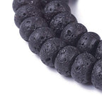 Craftdady 2 Packs Natural Black Lava Stone Beads Rondelle Volcanic Rock Gemstone Loose Beads Energy Healing Chakra Beads for Jewelry Craft Essential Oil Bracelet Necklace, Total 150Pcs - color: Black, 8-8.4x5-5.5mm