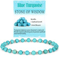 QOGIR 14k gold Handmade Healing Bracelet, Natural Gem Stone Crystal Elastic Gold Bracelet - color: Blue Turquoise Silver - Wisdom, size: 4m