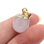 QSLLER 8pcs Natural Stone Pendants,Bean Shape Natural Semi-Precious Stone Pendant Charms（13x18mm） Charms for DIY Jewelry Making Necklace Bracelet