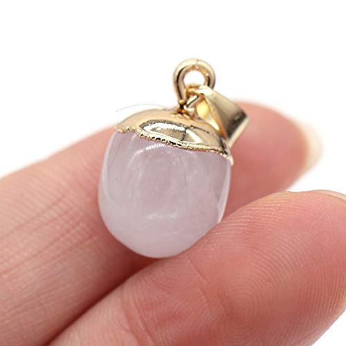 QSLLER 8pcs Natural Stone Pendants,Bean Shape Natural Semi-Precious Stone Pendant Charms（13x18mm） Charms for DIY Jewelry Making Necklace Bracelet
