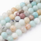 58Pcs Natural Flower Amazonite Beads 6mm Round Gemstone Beads Smooth Stone Loose Bead for DIY Bracelets Necklace Earrings Jewelry Making - color: Natural Flower Amazonite, size: 6mm