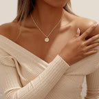Tasiso Gold Pendant Necklace for Women 14K Gold Plated Coin CZ Pendant Necklace Adjustable Chain Disc Round Dainty Charm Necklace Trendy Jewelry Gift - style: Fire