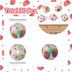 SUNNYCLUE 1 Box 30Pcs Acrylic Strawberry Beads 16mm Chunky Bubblegum Beads Bulk Fruit Printed Round Gum Ball Loose Spacers for Jewelry Making Necklaces Bracelets Earrings Beadable Pens Adults