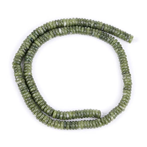 JOE FOREMAN 2x6mm Natural Light Green Canada Jadeite Jade Semi-Gemstone Heishi Disc Rondelle Spacer Beads for Jewelry Making Full 15" Strand Energy Stone Healing Power - color: Light Green Canada Jadeite Jade
