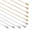 SUNNYCLUE 12 Pack 18 Inch/ 0.45m 1mm Stainless Steel Snake Chain Bulk Silver Gold Snake Chains Necklace Metal Lobster Claw Clasps Cable Chains Necklaces for Jewelry Making Supplies Women Adult DIY - color: Golden,Silver