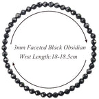 MASSIVE BEADS Natural Genuine Gemstone Beads Healing Crystal Chakra Reiki Jewelry Faceted Round Beads Bracelets 3mm - color: Black Obsidian