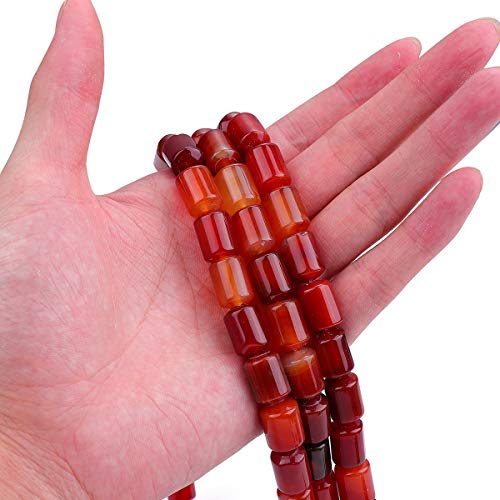 BEADIA Natural Red Agate Cylinder Stone Loose Semi Gemstone Beads for Jewelry Making 10mmx14mm 38cm - color: Red Agate, size: 10mm x 14mm