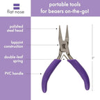 The Beadsmith Mini Series Flat Nose Plier – Grip, Hold, Flatten & Straighten Wire & Metal – 3-Inches, Purple Comfort Grip Handle, Single Leaf Spring, Polished Steel Head – Tools for Jewelry Making - style: Flat Nose