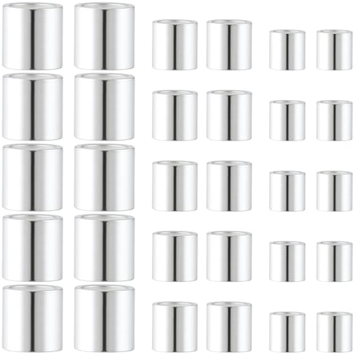 30 Pcs Sterling Silver Crimp Beads, Sterling Silver Beads for Jewelry Making, Tube Loose Beads for DIY Craft, Jewelry Making (3 Sizes) - color: Silver 30pcs, size: 1.2/1.5/2mm