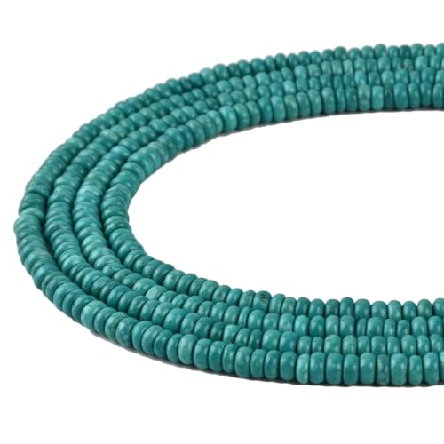 180pcs 4x2mm Green Turquoise Disk Rondelle Spacer Natural Stone Semi Precious Gemstone Loose Beads for Jewelry Making 15.5 Inch - color: Green Turquoise