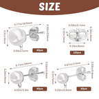 1 Box 120Pcs Pearl Earring Stud Findings Pearl Earring Posts Silver Hypoallergenic Metal with Ear Nuts Back Loop and Imitation Beads Ear Studs for Jewelry Making DIY Crafts Supplies Women - color: Silver