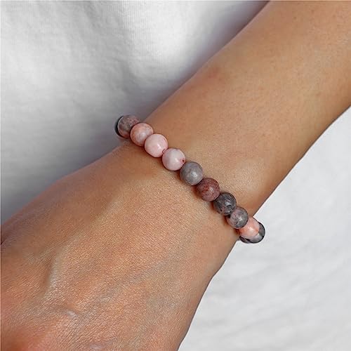 3 PCS Healing Crystal Bracelets for Women 8mm Natural Stone Beaded Stretch Bracelet Amethyst Jewelry Gifts - color: 02 8mm Pink Zebra Jasper