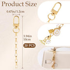 Hzopcw 20pcs Gold Keychain Making Kit, Key Ring Swivel Snap Hook Chains, Extender Keychain Bag Charm Kits for DIY Crafts Jewelry Making Handbag Purses- E2 Style - color: Gold-20pcs-E2 Style
