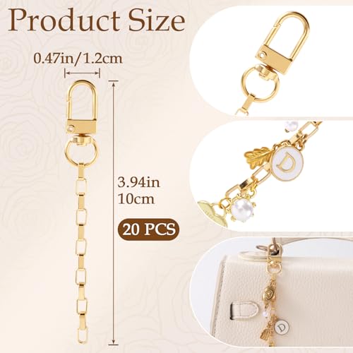 Hzopcw 20pcs Gold Keychain Making Kit, Key Ring Swivel Snap Hook Chains, Extender Keychain Bag Charm Kits for DIY Crafts Jewelry Making Handbag Purses- E2 Style - color: Gold-20pcs-E2 Style