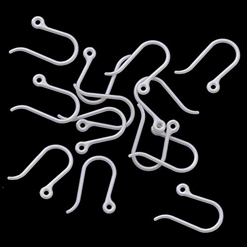 AKOAK 50pc 0.65mm Non-Allergenic Plastic Ear Wire Hooks Earring Findings fit DIY Jewelry (Silver) - color: Silver
