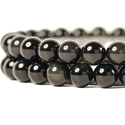 6mm Black Obsidian Round Bead - 60PCS Bulk Gemstone Beads for Jewelry Making, DIY Bracelets, Necklaces - Includes Crystal Stretch Cord - Stone Beads for Crafting Gifts - color: Black Obsidian, size: 6mm