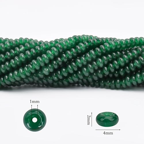 2 Strands (300PCs) Green Jade Rondelle Beads, 2 * 4mm Gemstone Loose Spacer Abacus Disk Beads for DIY Bracelet Necklace Earrings Jewelry Making, Craft Supplies Beading Kit - color: Green Jade, size: 2*4MM