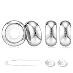 GW Stopper Charms 925 Sterling Silver Round Rondelle Spacer Beads with Exquisite Velvet Bag for Charm Bracelets for Women - color: Silver-4PCS