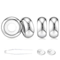 GW Stopper Charms 925 Sterling Silver Round Rondelle Spacer Beads with Exquisite Velvet Bag for Charm Bracelets for Women - color: Silver-4PCS