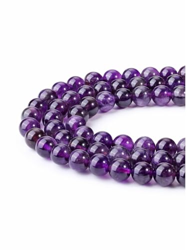 Jovivi 8mm Amethyst Gemstone Beads for Jewelry Making, 96pcs Energy Healing Crystals, Polished Round Smooth Stone Beads - color: Amethyst
