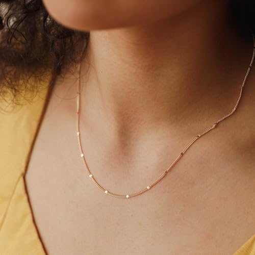 Gold Layered Necklaces for Women, 14K Gold Plated Dainty Gold Chain Choker Necklace Stack, Herringbone Gold Necklaces Set - color: gold-3-Satellite