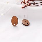 DoreenBeads 30Pcs Wooden Stud Earrings Posts with Loop for Jewelry Making- Flower Circle Wood Earring Posts DIY Earring Making Jewelry Findings - color: Oval