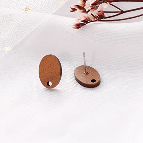 DoreenBeads 30Pcs Wooden Stud Earrings Posts with Loop for Jewelry Making- Flower Circle Wood Earring Posts DIY Earring Making Jewelry Findings - color: Oval