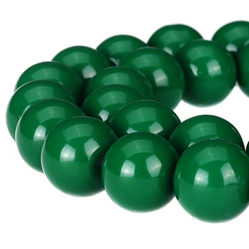 RUBYCA Round Opaque Painted Druk Czech Glass Beads Bulk Jewelry Making Supplies Strand (Green, 4mm) - color: Dark Green, size: 4mm