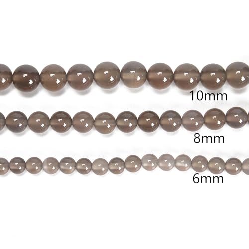 65Pcs 6mm Grey Agate Natural Round Loose Real Stone Beads Gemstone Genuine for DIY Hand Made Craft Jewelry Bracelet Earring Necklace String Making Energy Healing Power - color: Gray Agate, size: 6mm