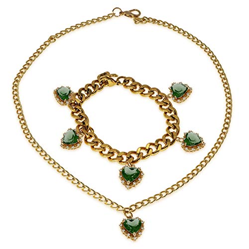 Crystal Zirconia Gold Plated Brass Charms for Jewelry Making Bracelet Necklace Earring Pendant Craft Supplies DIY Accessories - color: HeartA-Green-5Pcs