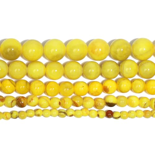 Yochus 40pcs 10mm Yellow Persian Jade Energy Healing Round Bulk Gemstone Beads for Jewelry Making Bracelet Necklace Earring DIY - color: yellow, size: 10mm