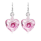 Glass Water Drop Shape Glaze Spiral Dangle Earrings Lampwork Handmade Glass Bead Geometric Earrings for Women Jewelry - color: Heart Set