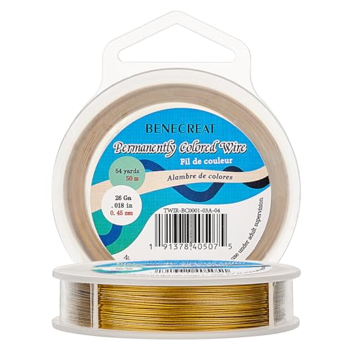 BENECREAT 165-Feet 7-Strand Goldenrod Bead String Wire, 0.017inch /0.46mm Nylon Coated Stainless Steel Wire for Necklace Bracelet Beading Craft Work - color: DarkGold, size: 0.46mm - 7 Strands