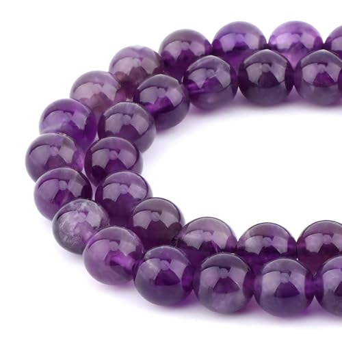 HAAMIIQII 90pcs 4mm Natural Amethyst Crystal Beads Round Stone Loose Gemstone Beads for Jewelry Making Strand 15 Inch - color: Amethyst, size: 4mm 90pcs
