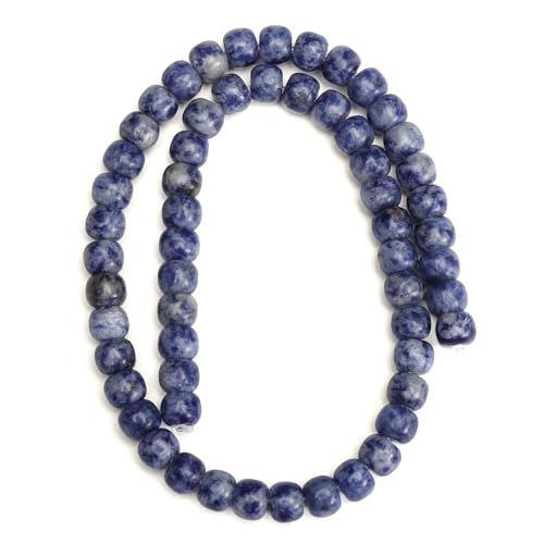 BEADIA Natural Blue Sodalite Flat Cut Round Drum Stone 8mmx7mm Loose Semi Gemstone Beads for Jewelry Making 38cm - color: Blue Sodalite