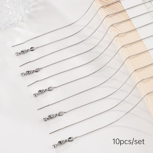 10Pcs Stainless Steel Round Snake Adjustable Chain Bulk for Jewelry Making 1mm Necklaces Chains for Women Personalized Jewelry - color: Silver Snake