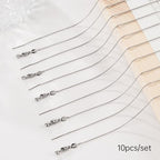 10Pcs Stainless Steel Round Snake Adjustable Chain Bulk for Jewelry Making 1mm Necklaces Chains for Women Personalized Jewelry - color: Silver Snake